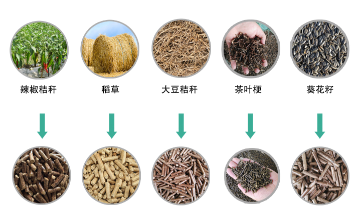 生物質(zhì)顆粒機設備原料及成型顆粒圖片 生物質(zhì)顆粒機設備原料及成型顆粒圖片